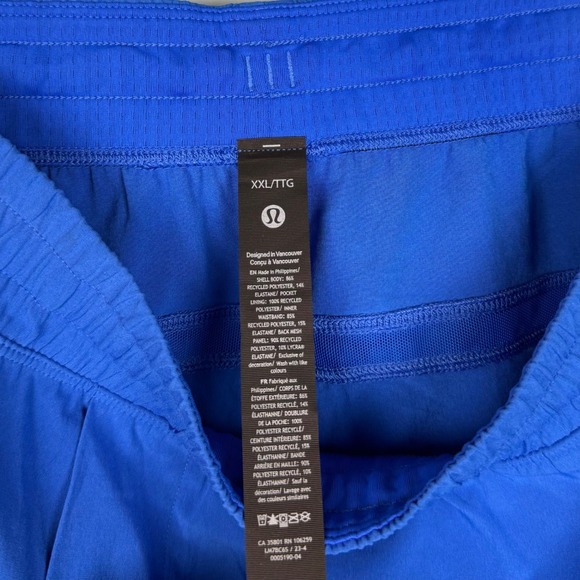 Lululemon Pace Breaker Linerless Shorts Men's XXL Blue Athletic Drawstring Logo - Picture 6 of 9